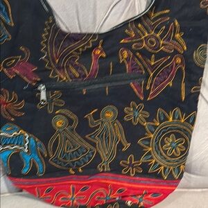 Embroidered Black and Multicolor Women's hobo Bag nwot